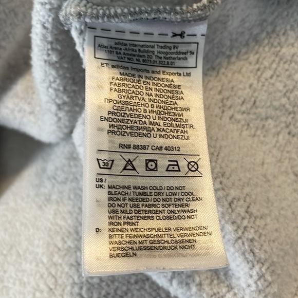 Adidas Grey Black White Long Sleeve Hoodie Front Pocket Women’s Size Medium - Picture 6 of 7